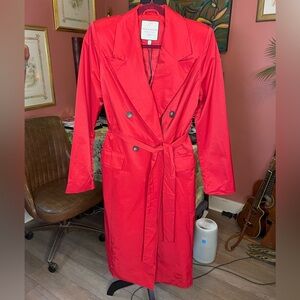 NWOT Bagatelle Collection Red Double Breasted Trench Coat Size Small Retail $180